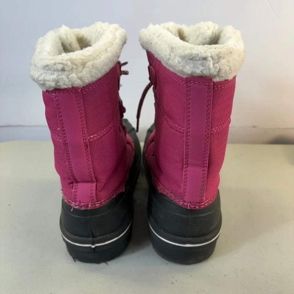 Cat & Jack Girls Thermolite Insulated Winter Snow Boots Size 5 Pink Black